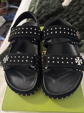 Tory Burch Black Studded Kira sandal.